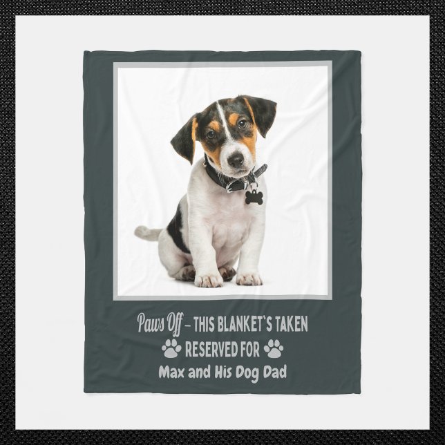 Couverture Polaire Personalized Photo Pet Dog  (Custom dog photo blanket with name & “Paws Off” quote. Perfect for dog moms, dads & pet lovers!)