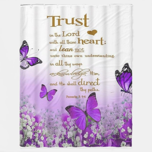 Couverture Polaire Personalized Purple Butterfly Proverbs 3:5-6 Relig (Devant)