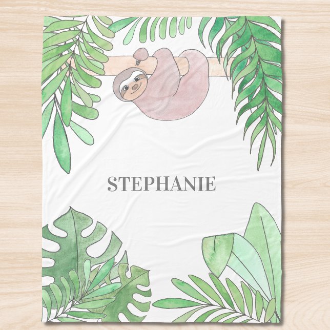 Couverture Polaire Personalized Sloth Girl Baby Blanket (Créateur téléchargé)
