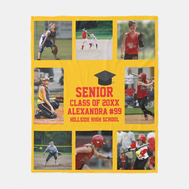 Couverture Polaire Personalized Softball Senior Night Graduation Grad (Devant)