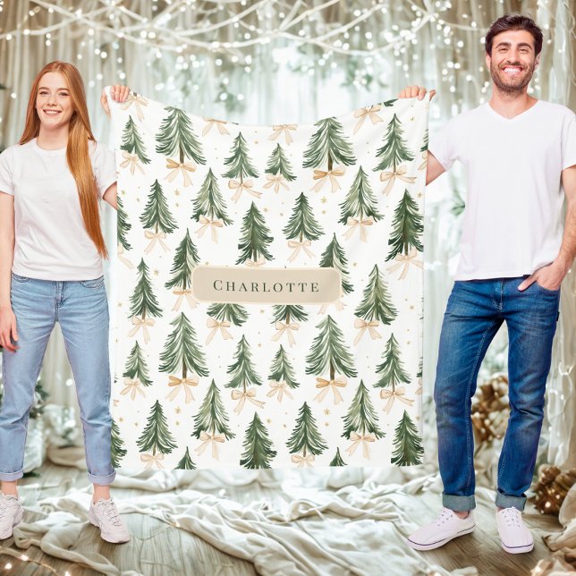 Couverture Polaire Personalized Watercolor Christmas Tree Blanket (Créateur téléchargé)