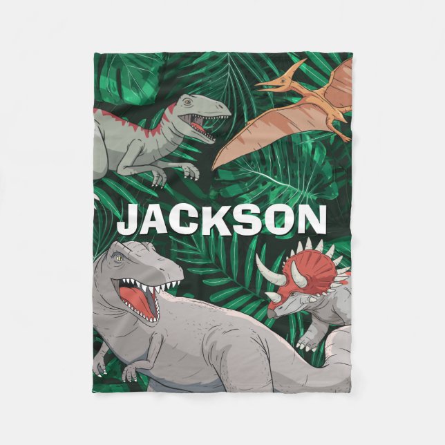 Couverture Polaire Personnalisable Dinosaur Enfants Dino Jurassic Tre (Devant)