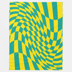 Couverture Polaire Personnalisable Jaune Turquoise déformée illusio