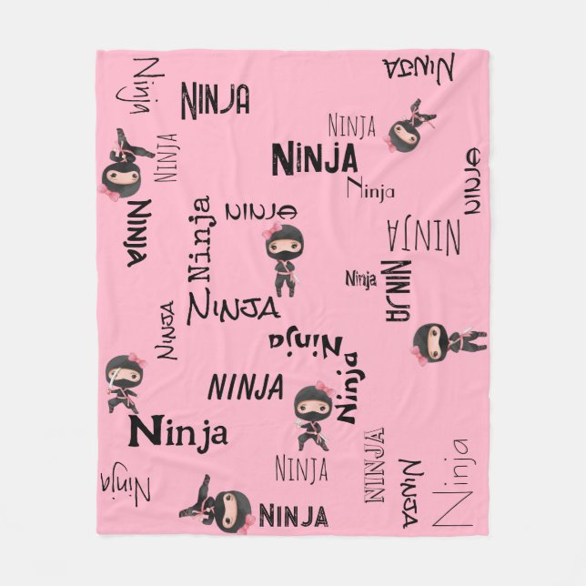 Couverture Polaire Personnalisable Ninja Girls Rose (Devant)