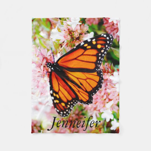 Couverture Polaire personnalisation avec nom Orange et Black Butterfl (Devant)