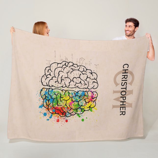 Couverture Polaire Personnalisation du cerveau humain gauche et droit (En situation)