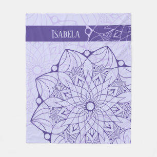 Couverture Polaire Personnalisé 2 Tone Purple Mandala Fleece Blanche