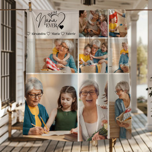 Couverture Polaire Personnalisé 8 Photo Meilleure Mamie Ever Minimali