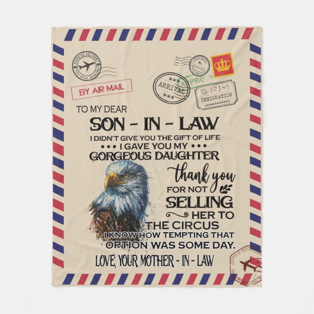 Couverture Polaire Personnalisé À Ma Chère Lettre De Fils-En-Droit De (Devant)