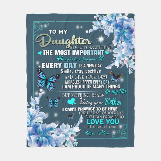 Couverture Polaire Personnalisé À Ma Fille De Maman Papillon (Devant)