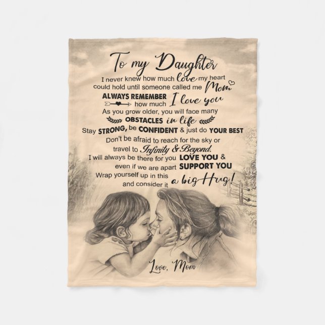 Couverture Polaire Personnalisé À Ma Fille, L'Amour De Maman Blanket (Devant)