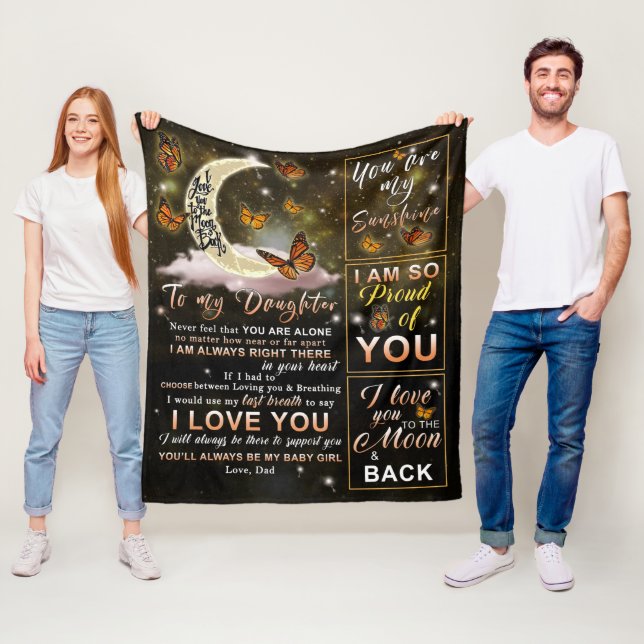 Couverture Polaire Personnalisé À Ma Fille Papillon De Papa (En situation)