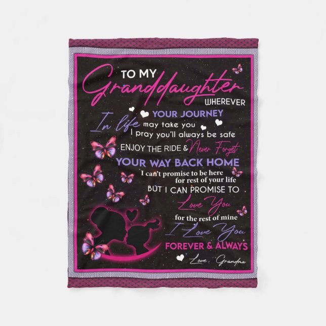 Couverture Polaire Personnalisé À Ma Petite-Fille Papillon (Devant)