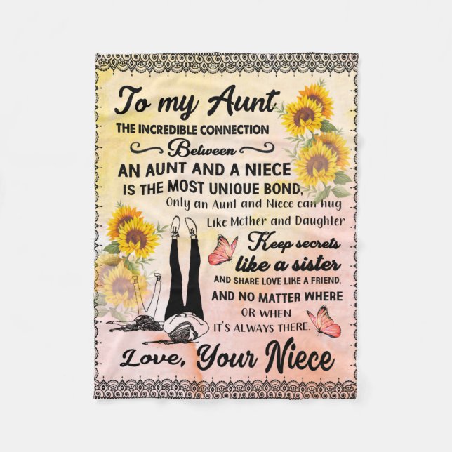 Couverture Polaire Personnalisé À Ma Superbe Tante Blanche Tournesol (Devant)
