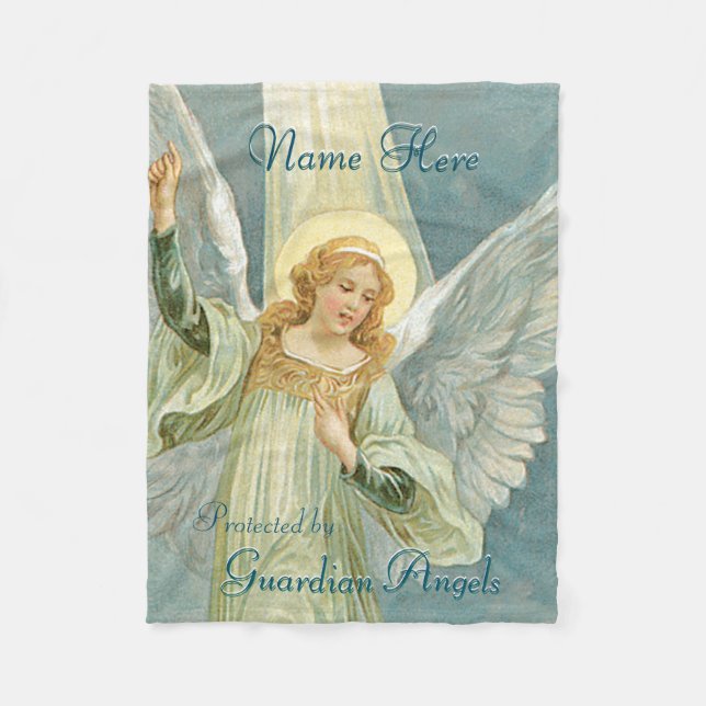 Couverture Polaire Personnalisé Ajouter le nom Guardian Angel Blanket (Devant)