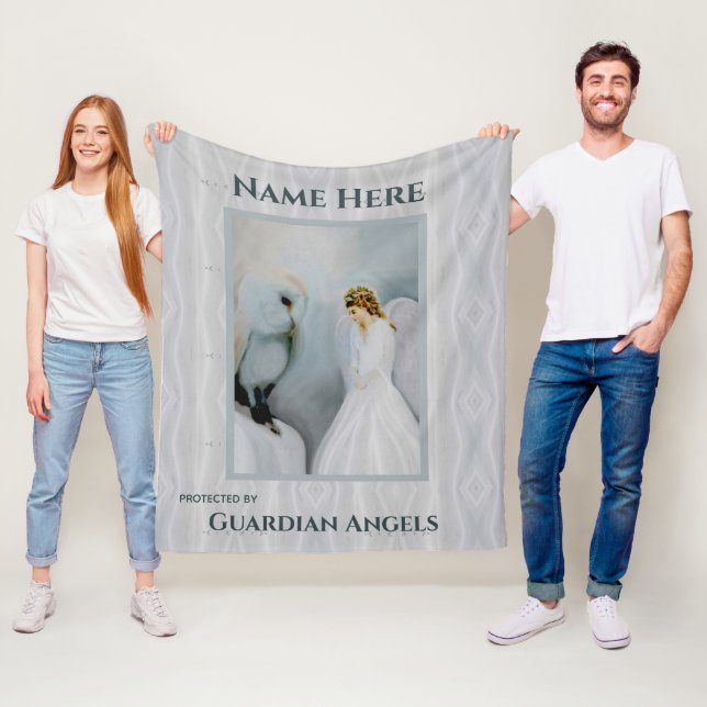 Couverture Polaire Personnalisé Ajouter le nom Guardian Angel Blanket (En situation)