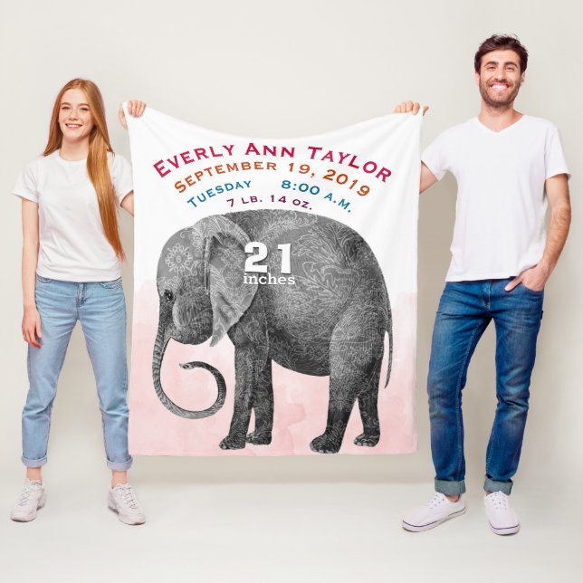 Couverture Polaire Personnalisé Baby Girl Birth Record Statistiques E (En situation)