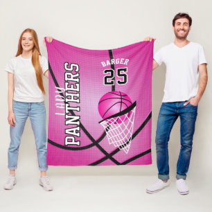 Couverture Polaire Personnalisé - Basket-ball Sport Design - Rose