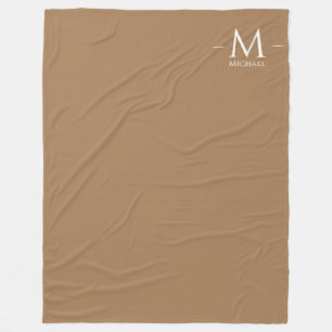 Couverture Polaire Personnalisé Élégant Lumière Brown Grand Monogramm