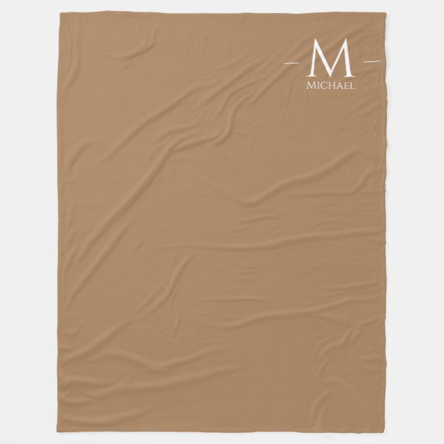 Couverture Polaire Personnalisé Élégant Lumière Brown Grand Monogramm (Devant)
