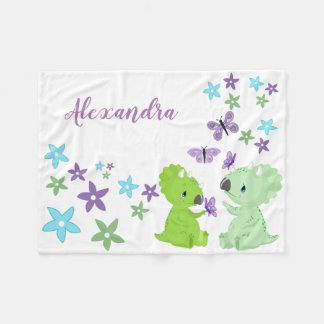 Couverture Polaire Personnalisé Floral Baby Dinosaur amis