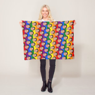 Couverture Polaire Personnalisé Funny Face Photo Gay pride Rainbow B