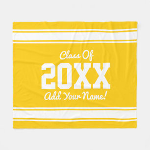 Couverture Polaire PERSONNALISÉ Grad Year Stripes Jaune Fleece Blank