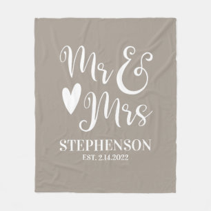Couverture Polaire Personnalisé M. Mme Couples Mariage Fleece Blanket