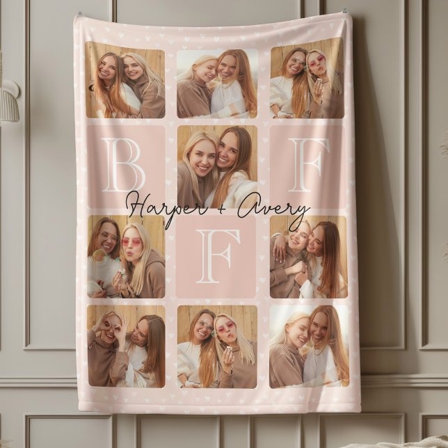 Couverture Polaire Personnalisé Meilleur Amis Forever 9 Collage photo (Celebrate your unbreakable bond with this "Best Friends Forever" photo blanket! )