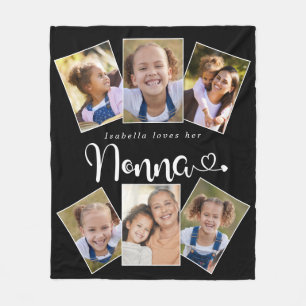 Couverture Polaire Personnalisé Nom Aime Nonna Cute Fun Photo Collage
