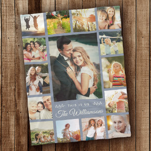 Couverture Polaire Personnalisé Nom De Famille Photo Collage Moderne 