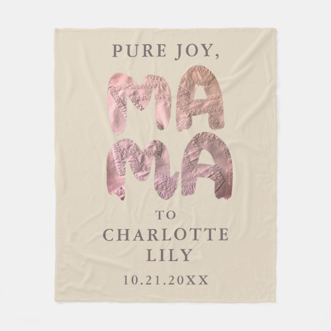 Couverture Polaire Personnalisé Nouveau nom de la maman bébé Date de  (Devant)