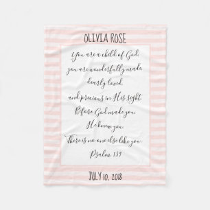 Couverture Polaire Personnalisé, rose/blanc, vers du psaume