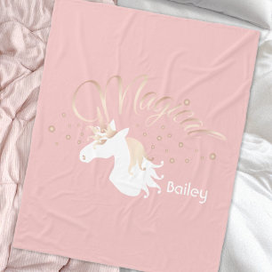 Couverture Polaire Personnalisé Rose moderne Magique Unicorn Enfants