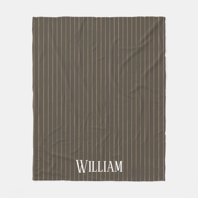 Couverture Polaire Personnalised brown retro pinstripes (Devant)