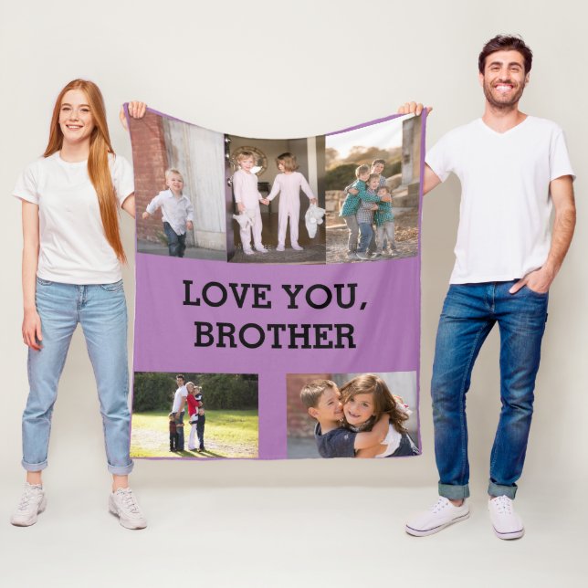 Couverture Polaire Personnalisée 'Je T'aime Frère' (En situation)