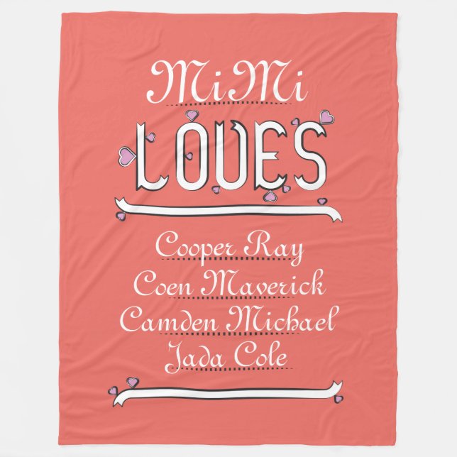 Couverture Polaire Personnalisée, Mimi aime ses 4 grands (Devant)