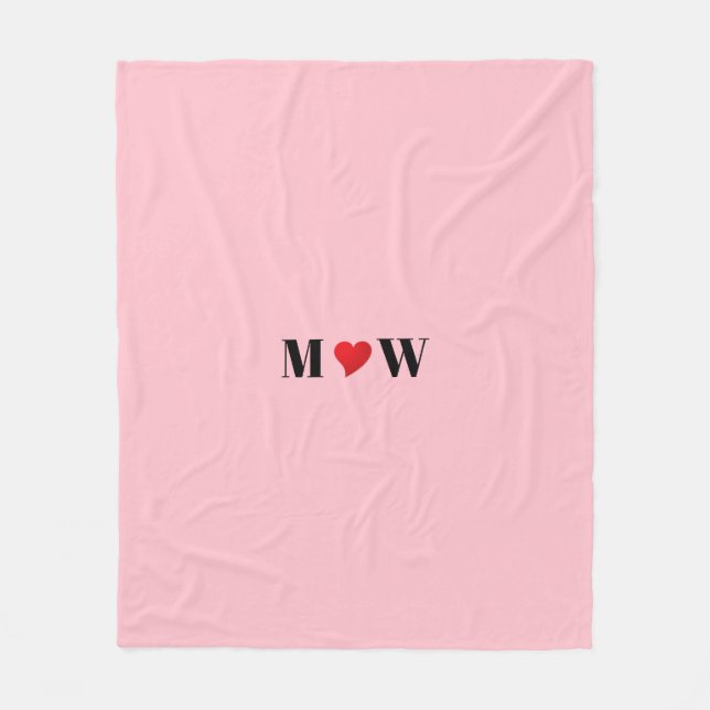 Couverture Polaire Personnaliser Deux initiales A Loves B coeur rouge (Devant)