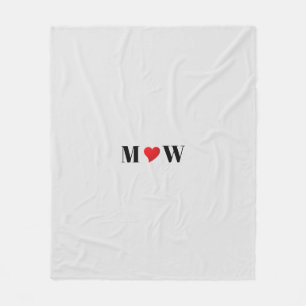 Couverture Polaire Personnaliser Deux initiales A Loves B coeur rouge