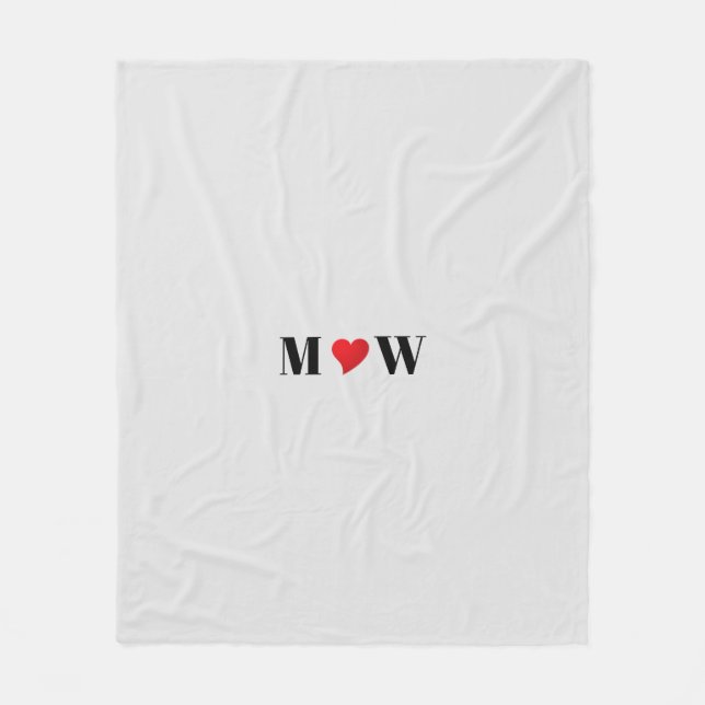 Couverture Polaire Personnaliser Deux initiales A Loves B coeur rouge (Devant)