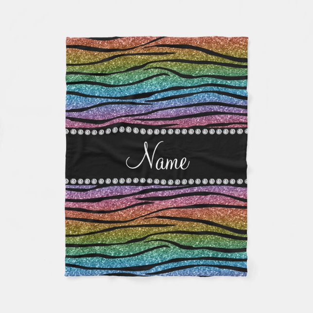 Couverture Polaire Personnaliser le nom rainbow parties scintillant z (Devant)