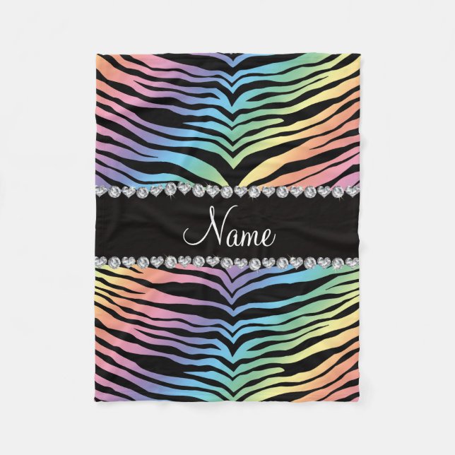 Couverture Polaire Personnaliser le nom rainbow tiger rayures (Devant)