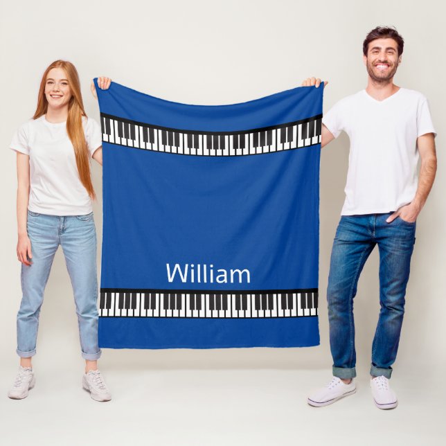 Couverture Polaire Personnaliser les touches de piano noir et blanc (En situation)