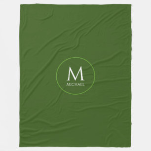 Couverture Polaire Personnaliser Monogram initial Modèle Forest Green