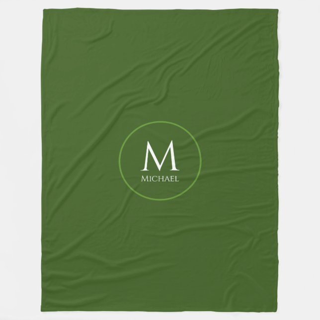 Couverture Polaire Personnaliser Monogram initial Modèle Forest Green (Devant)