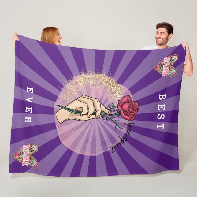 Couverture Polaire Personnaliser Rose Mama la meilleure jamais (En situation)