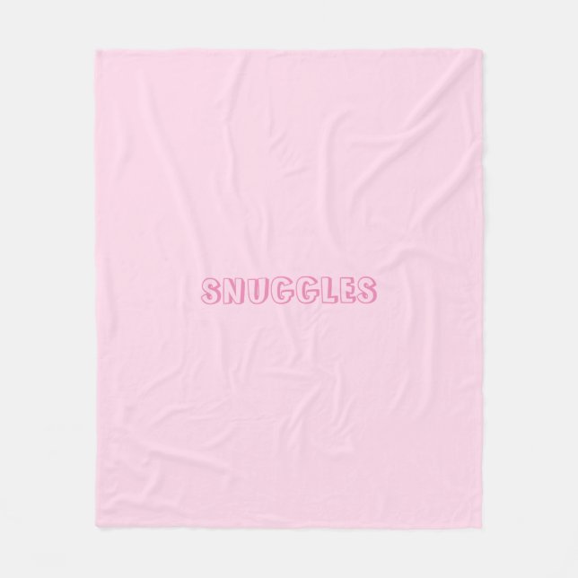 Couverture Polaire Personnaliser "Snuggings" nom ou texte rose pâle (Devant)