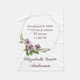 Couverture Polaire Personnaliser Violet Vert Floral Statistiques de N