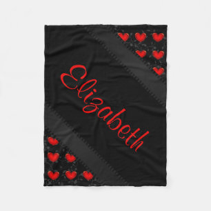 Couverture Polaire Personnalisez le beau coeur noir rouge des femmes