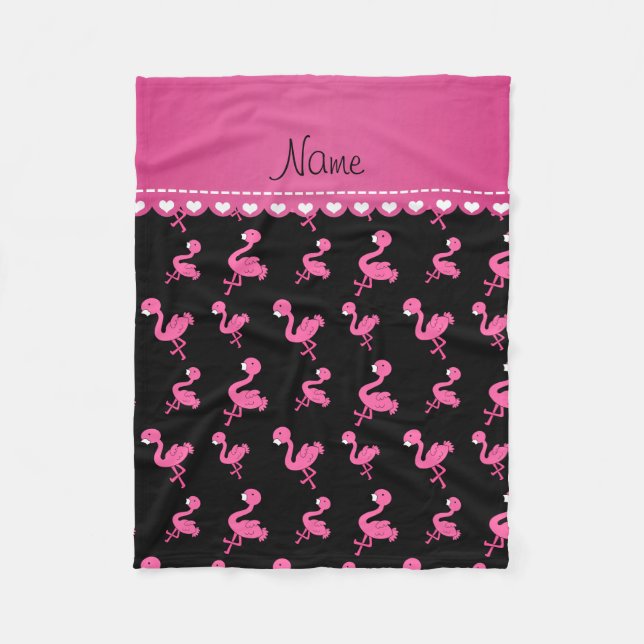 Couverture Polaire Personnalisez les flamants roses noirs nommés (Devant)